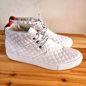 Del Toro Men’s Quilted Alto Chukka White Leather Sneaker Shoe Size 12